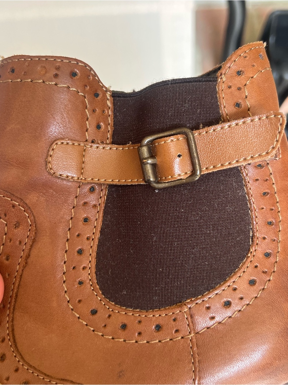 Remonte Brown Leather Brogue Chelsea Ankle Boots EU 38 US Size 8 (snug 8) - Picture 8 of 12
